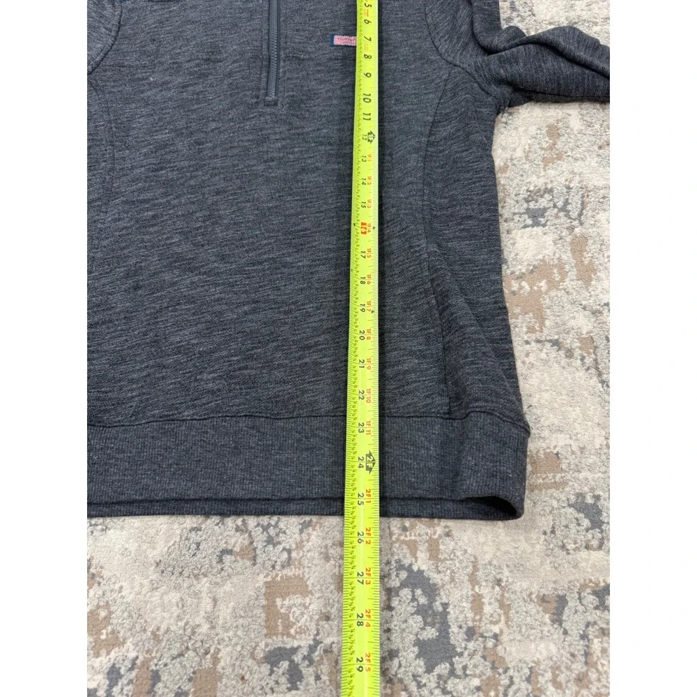 Vineyard Vines Mens Small Gray Plaid Shoulder Patch Quarter Zip Pullover Sweater